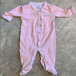 Infant girls pink leopard one piece footie outfit